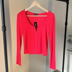 NWT Express Red V-neck Top, Size M